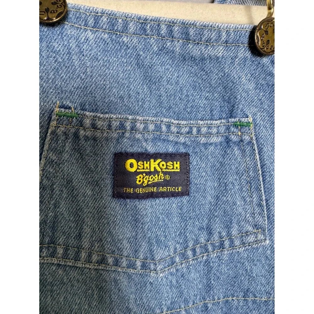 Vintage OshKosh Bgosh Kids Size 4 Blue Denim Vestbak Shortalls Light Wash 90s